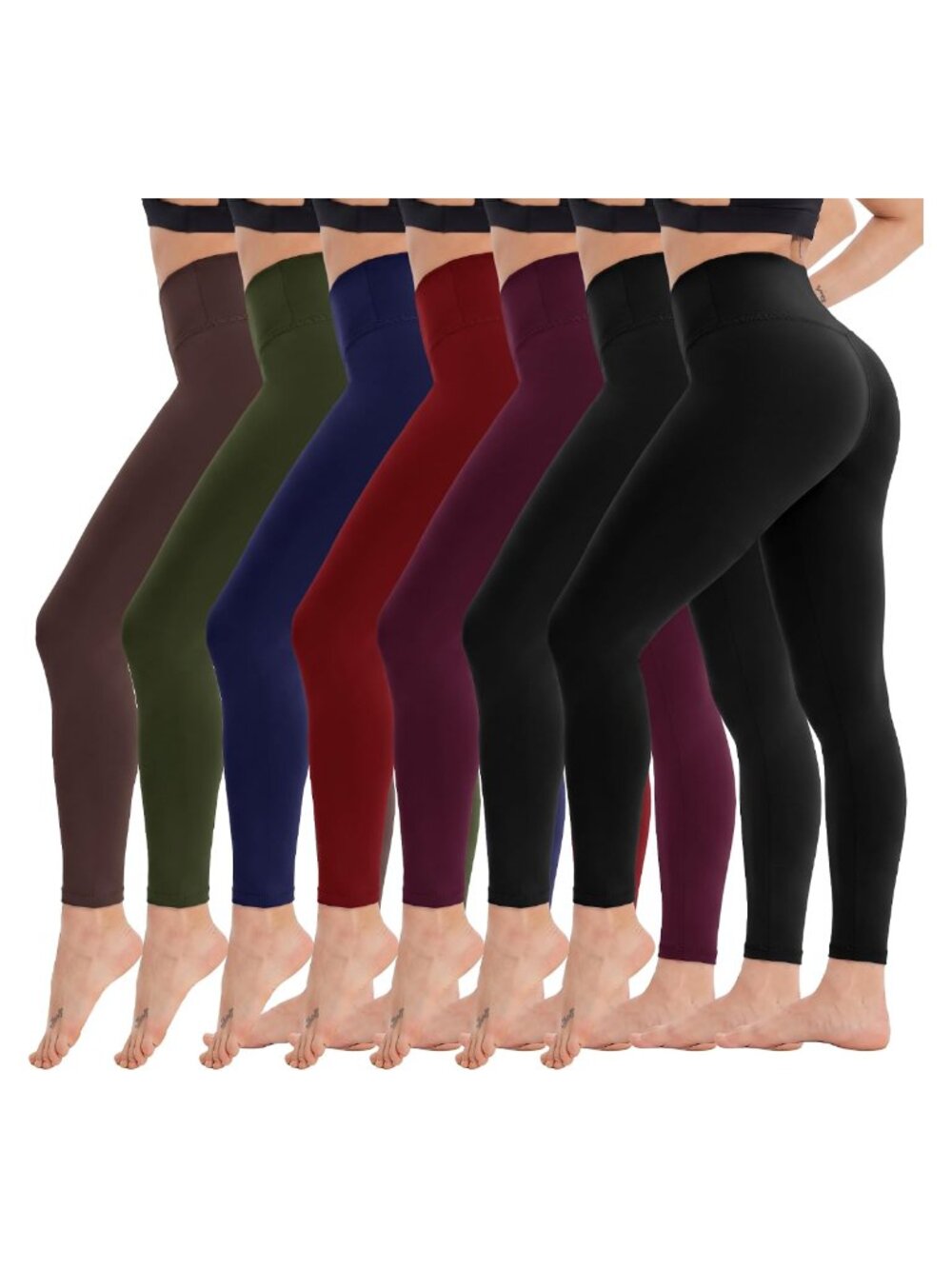 7 Pack High Waisted Yoga Leggings Women Full Length Capri